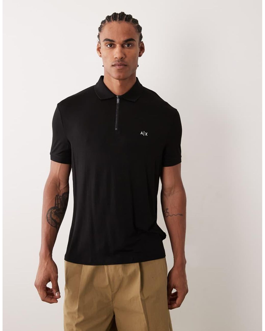 ARMANI EXCHANGE Black Logo Polo Shirt for men