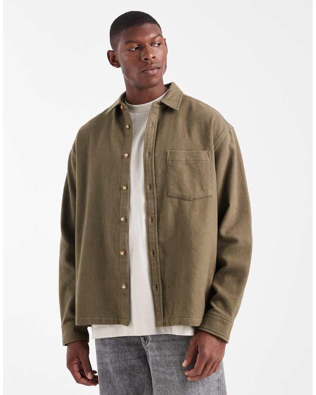 ASOS Green Oversized Flannel Shirt for men