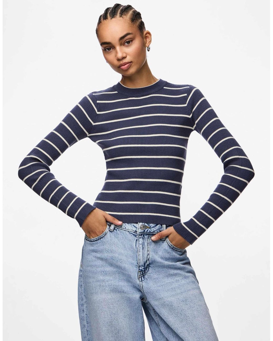 Pull en maille - feutré Pieces en coloris Blue