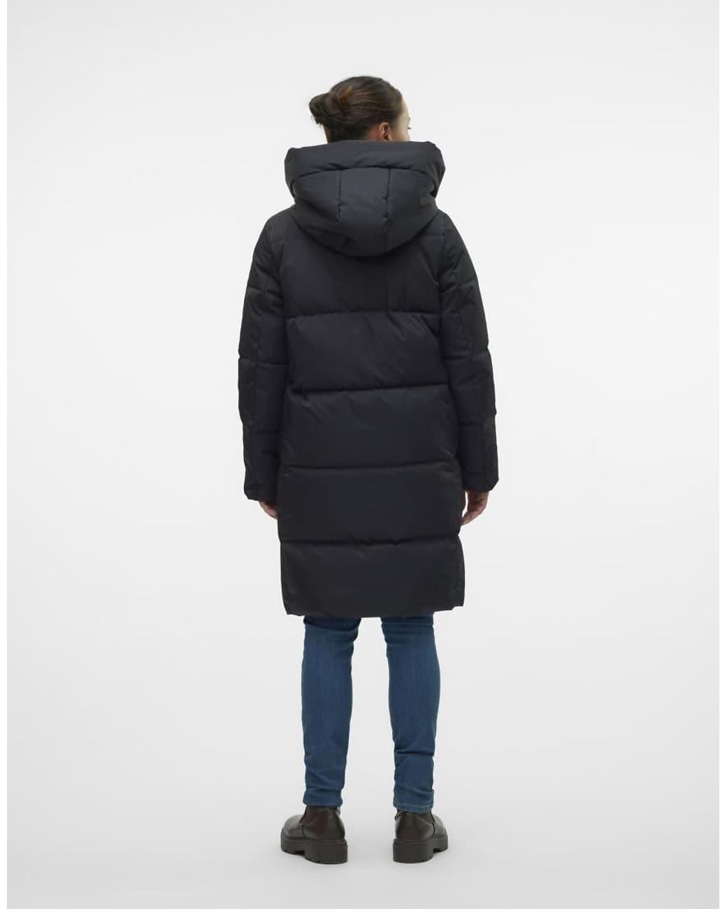 Vero Moda Mamalicious Stella Lange Zwangerschapsjas Met Opstaande Kraag in het Blue