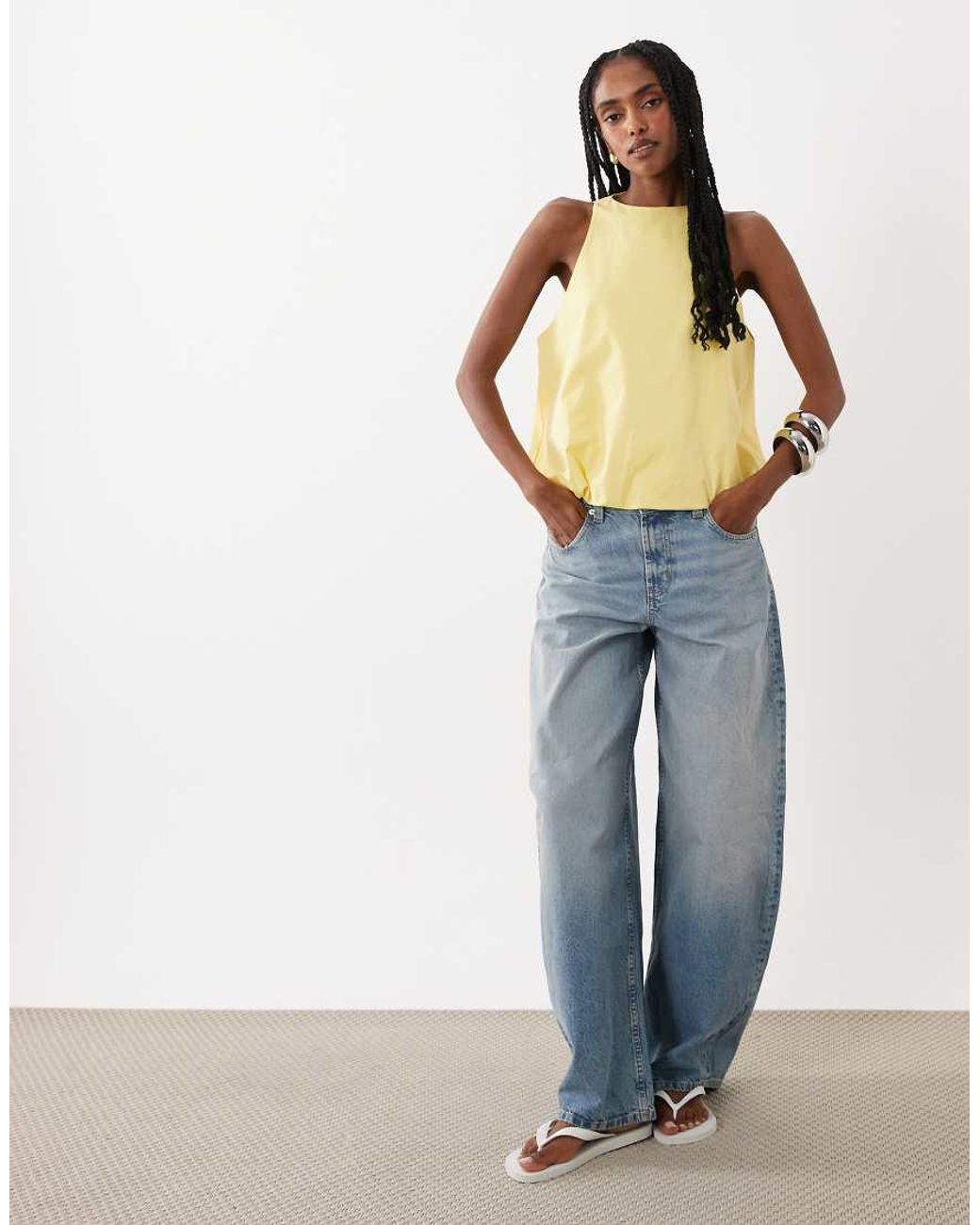 ASOS Yellow Bubble Hem Halter Neck Top