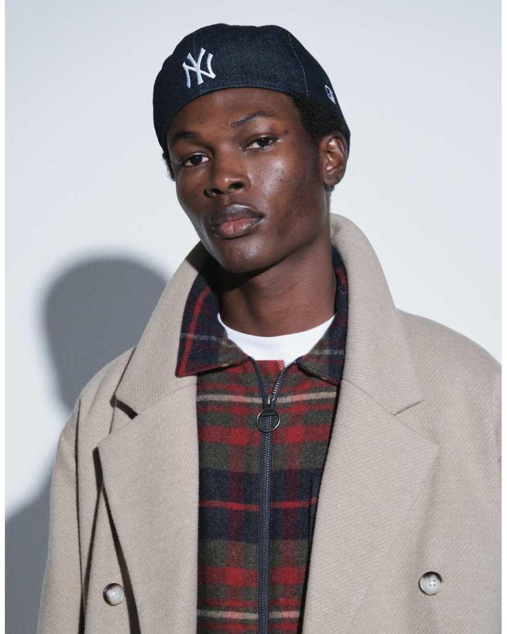 KTZ X Asos Exclusive Ny Yankees Logo Denim Flat Cap in Blue | Lyst UK