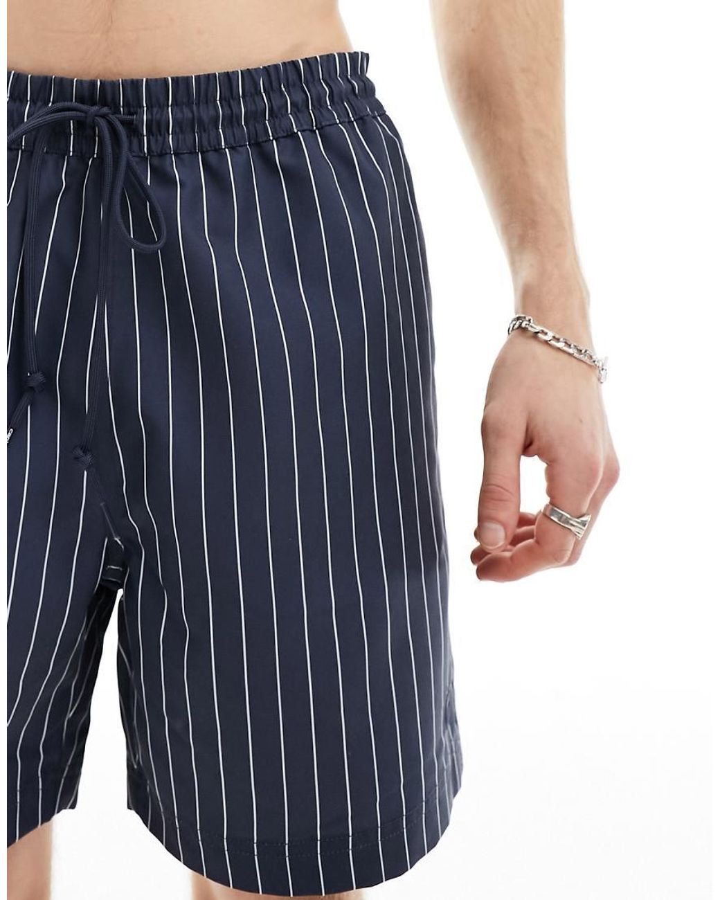 Carhartt Blue Slater Pinstripe Swim Shorts for men