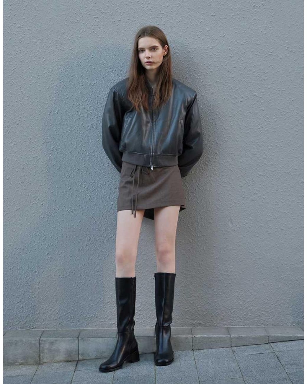 Charles & Keith Black Louise Block-Heel Knee-High Boots