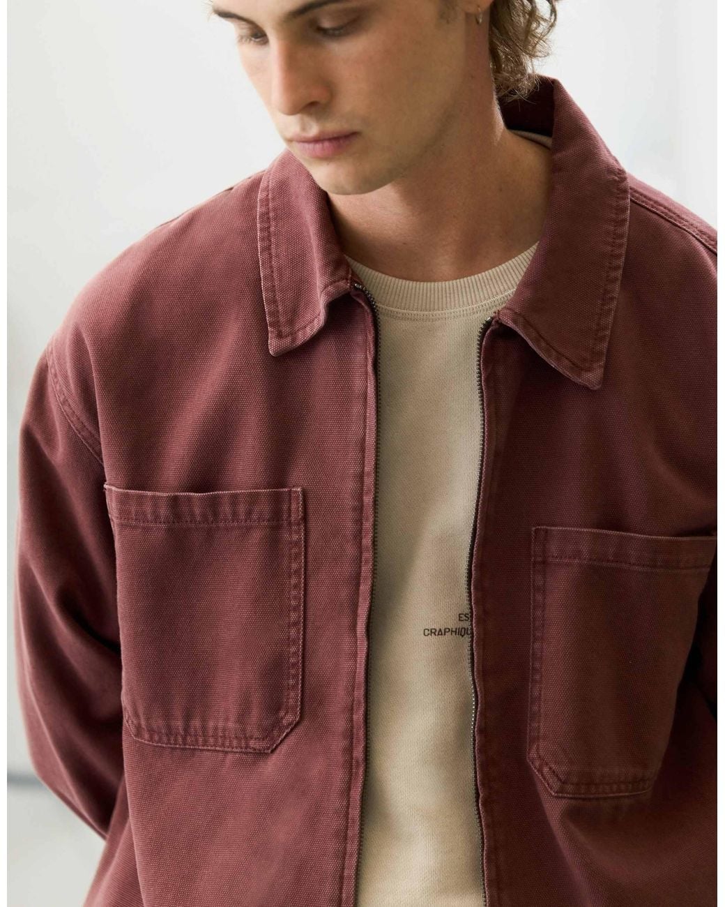 Surchemise zippée Pull&Bear pour homme en coloris Red