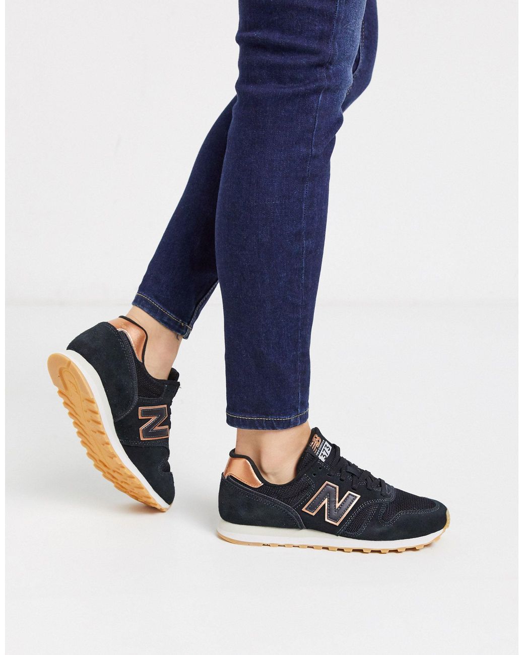 New Balance 373 Womens Black Rose Gold Trainers for Men Lyst Australia