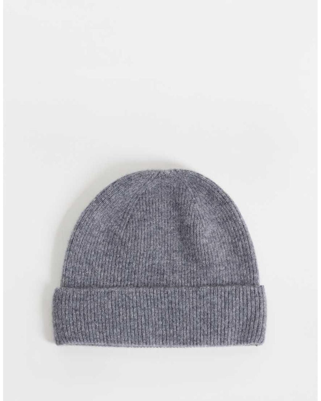 ASOS Gray Knitted Fine Gauge Wool Beanie