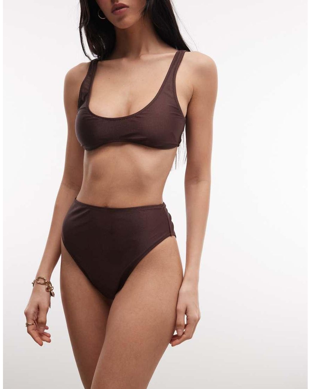 Collusion Brown Crop Bikini Top