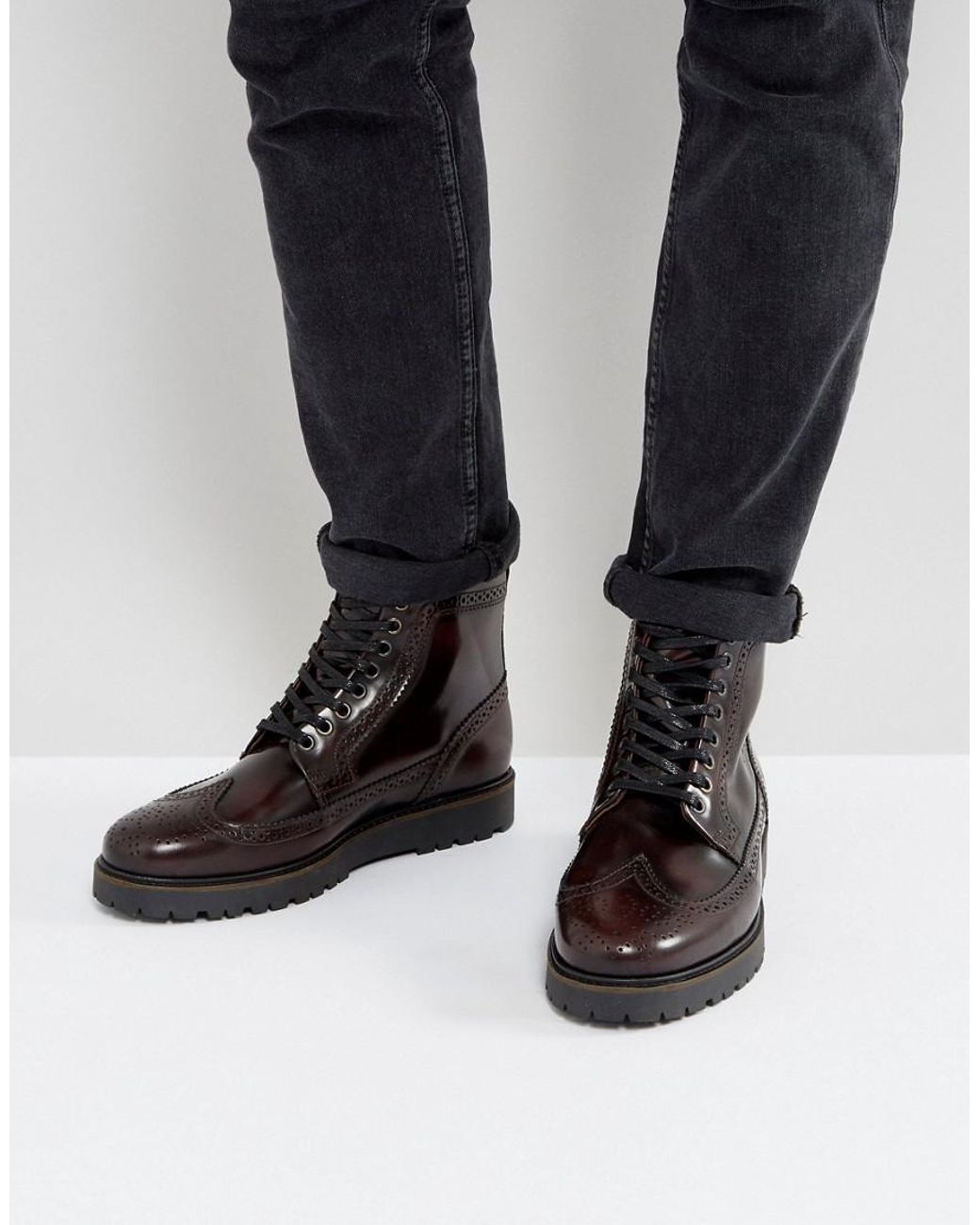 Fred Perry X George Cox Creeper Mid Leather Boots In Red for Men