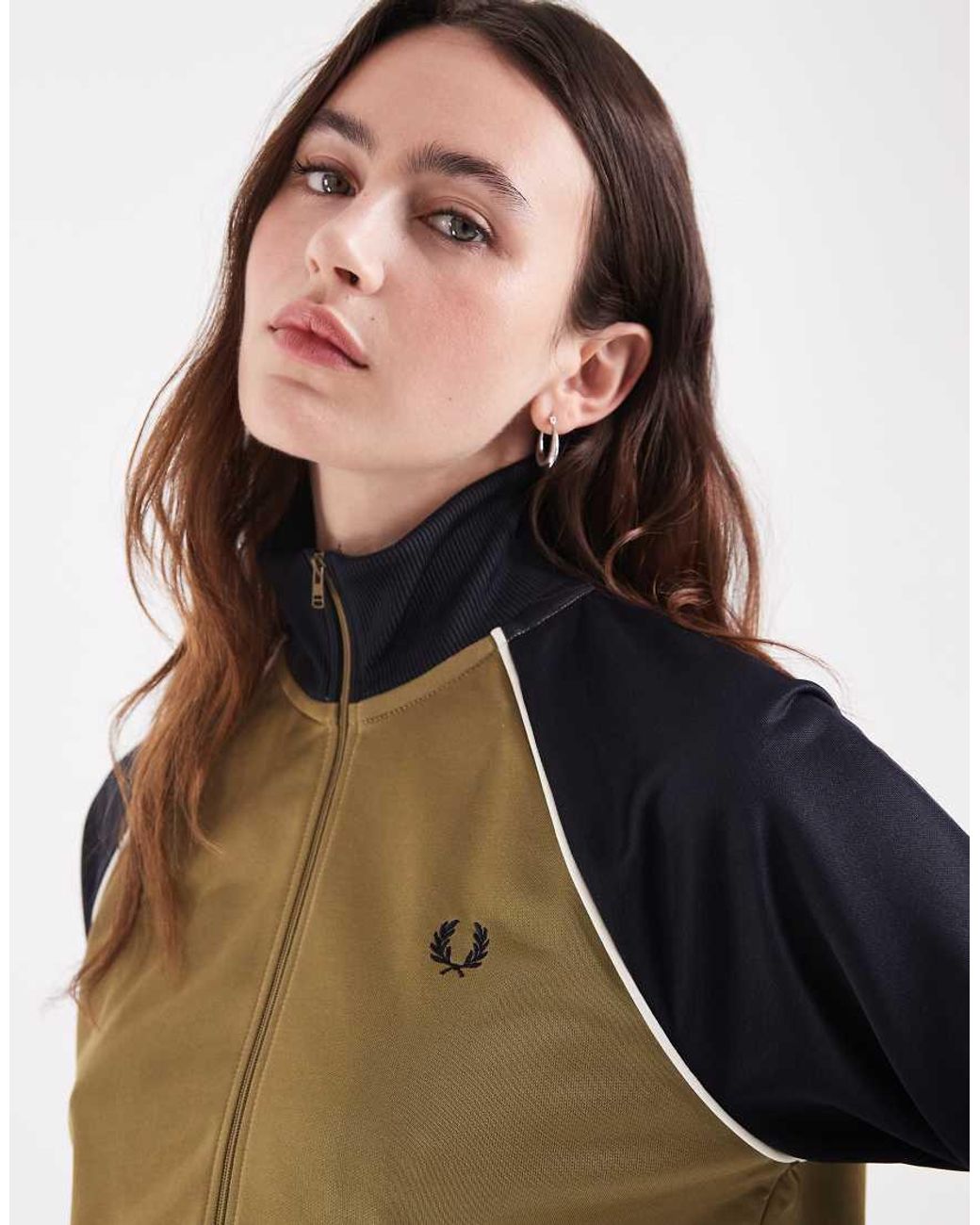 Fred Perry Blue Zip Through Colour Block Logo Track Jacket
