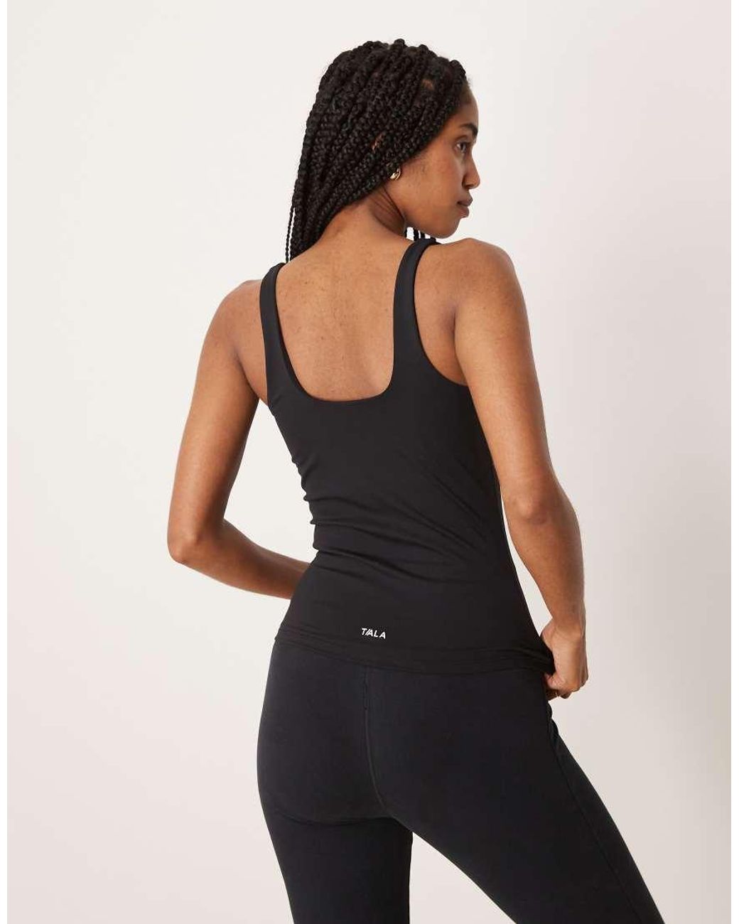 Tala Black Dayflex Built-in Support Essential Square Neck Vest