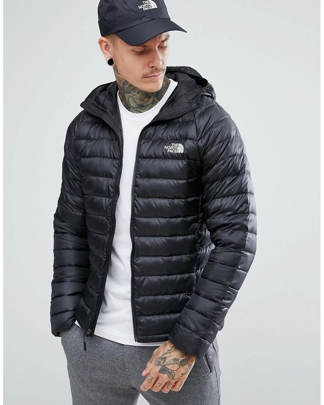 The North Face Trevail Hooded Lightweight Down Jacket In Black for Men |  Lyst