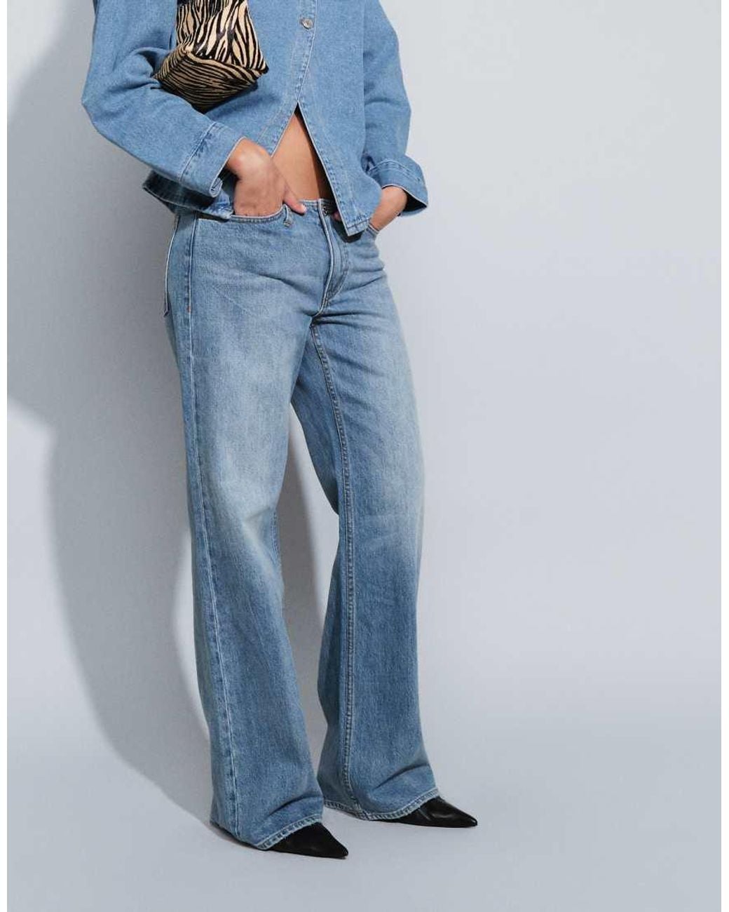 GOOD AMERICAN Blue Ghost Waist Low Loose Jeans