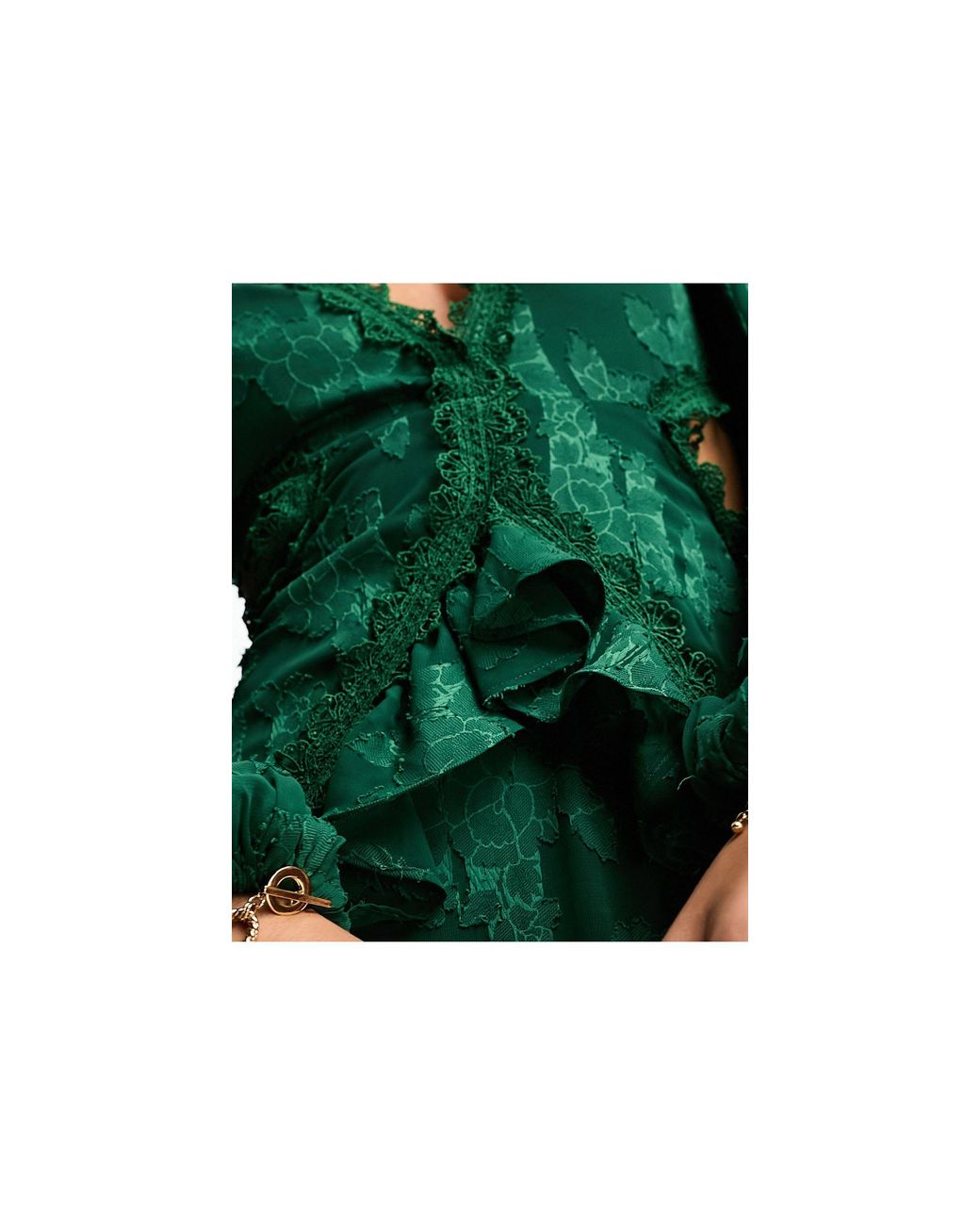 ASOS Floral Jacquard Cut Out Midi Dress in Green | Lyst
