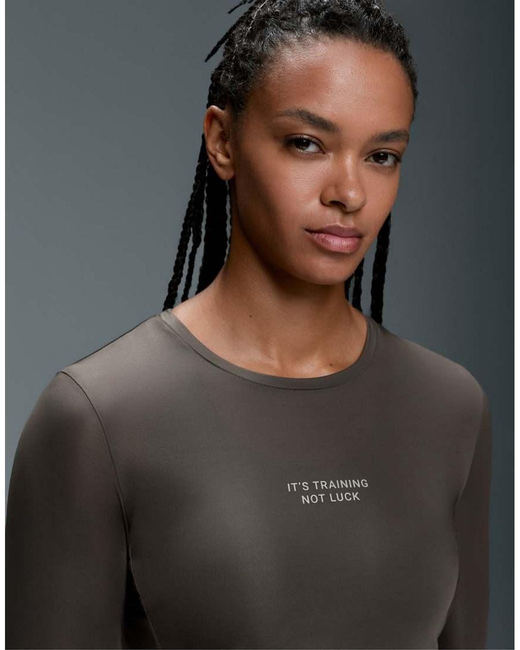Oysho Gray Long-sleeved Technical T-shirt With Text