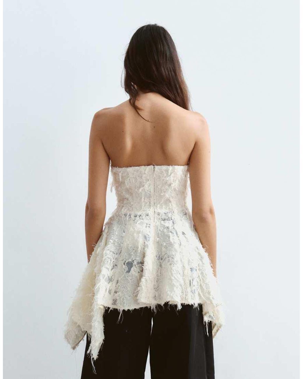ARRANGE White Square Cut Longline Peplum Bandeau Top