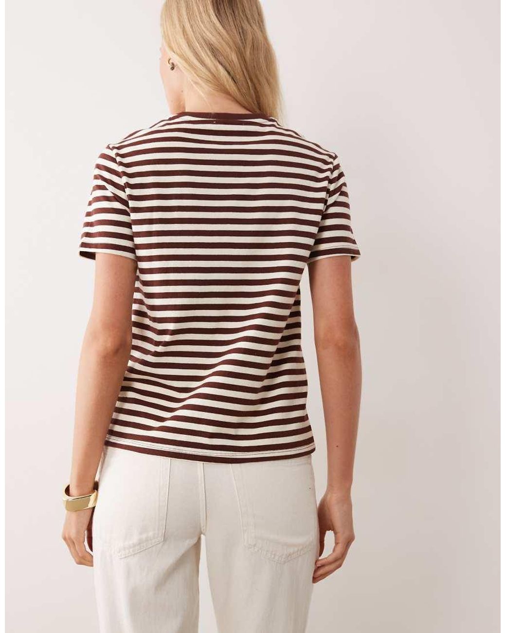 Mango Brown Contrast Trim T-Shirt
