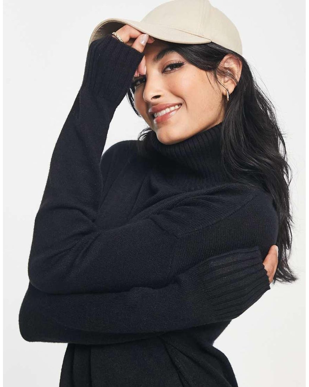 Vila Blue Knitted Roll Neck Maxi Dress With Side Split