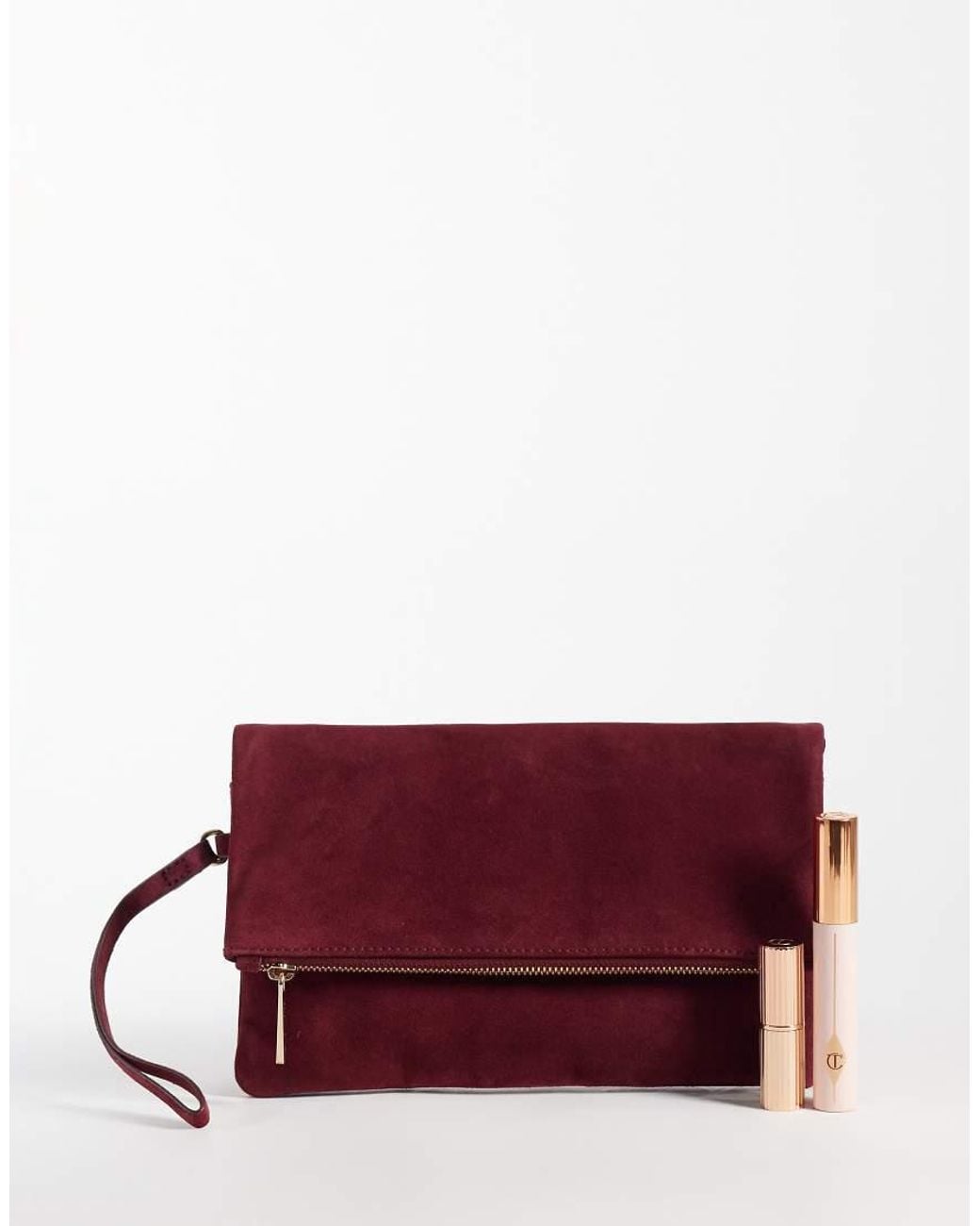Accessorize Purple Suede Foldover Clutch