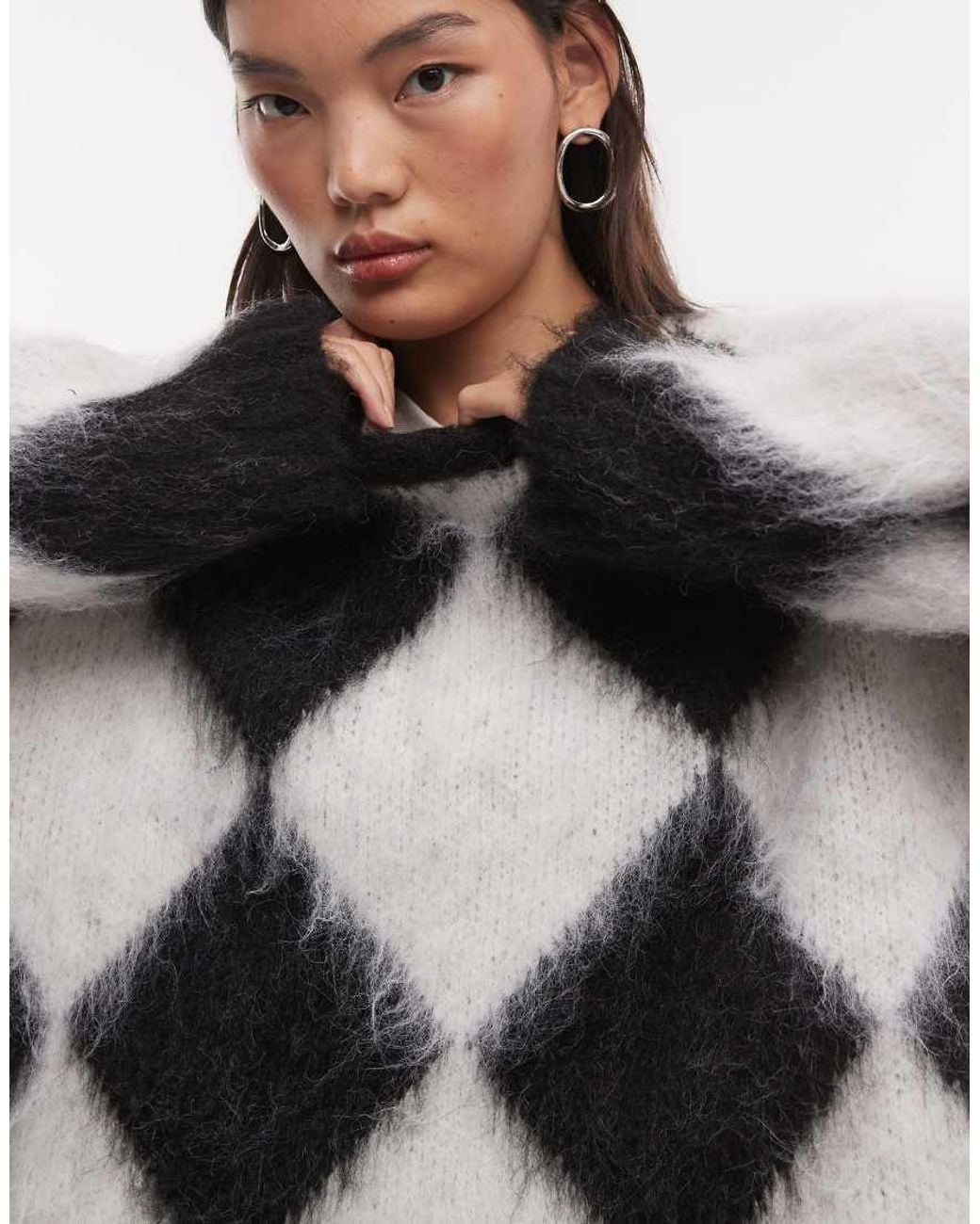 The Ragged Priest Multicolor Oversized Harlequin Fluffy Jumper