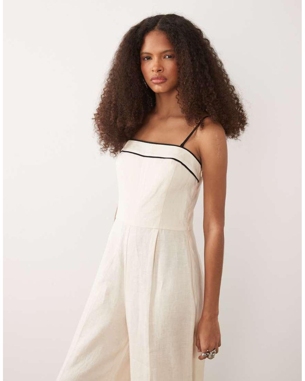 Mango Natural Strappy Jumpsuit