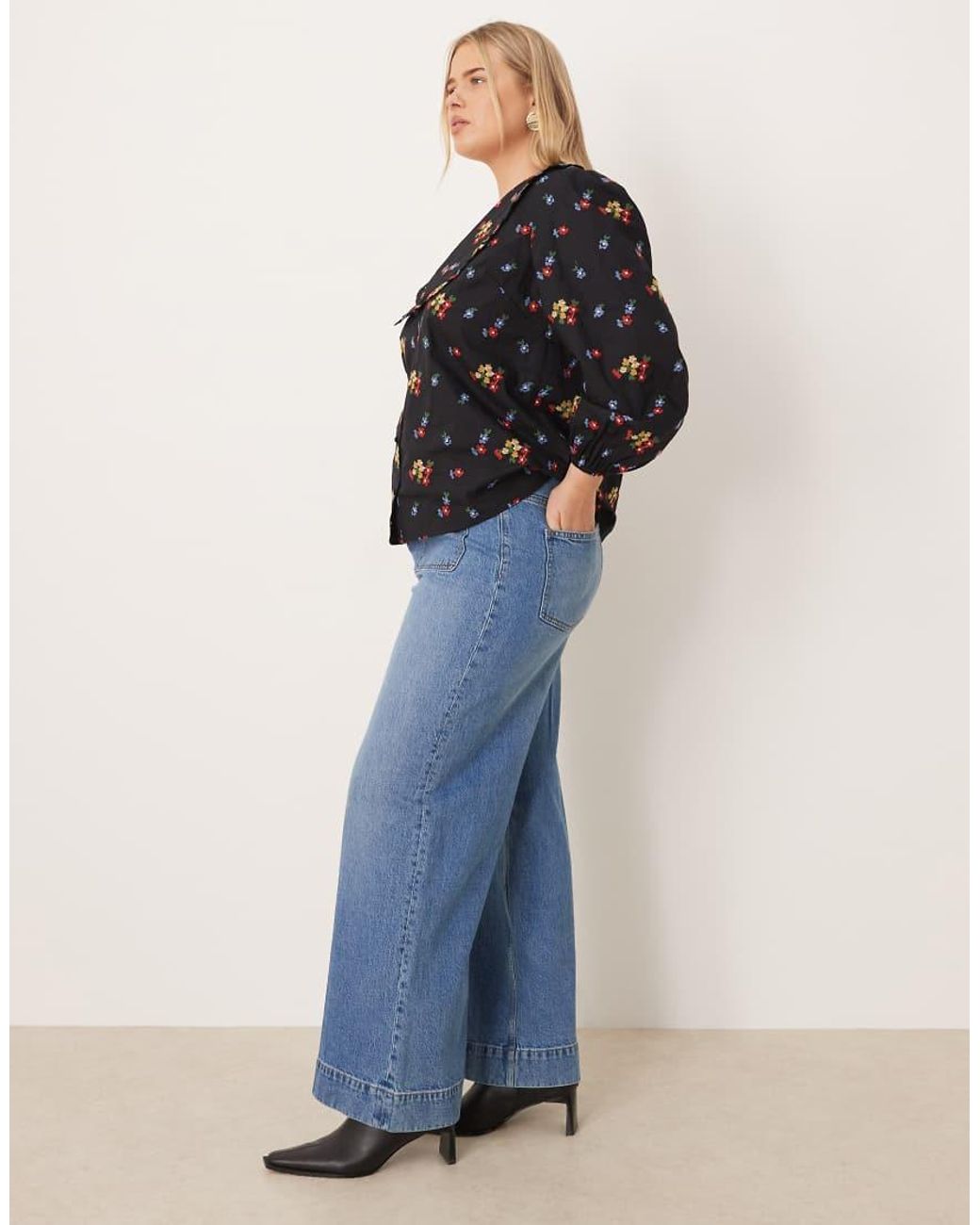 ASOS Asos Design Curve High Waist Wide Leg Jeans With Front Pockets in ...