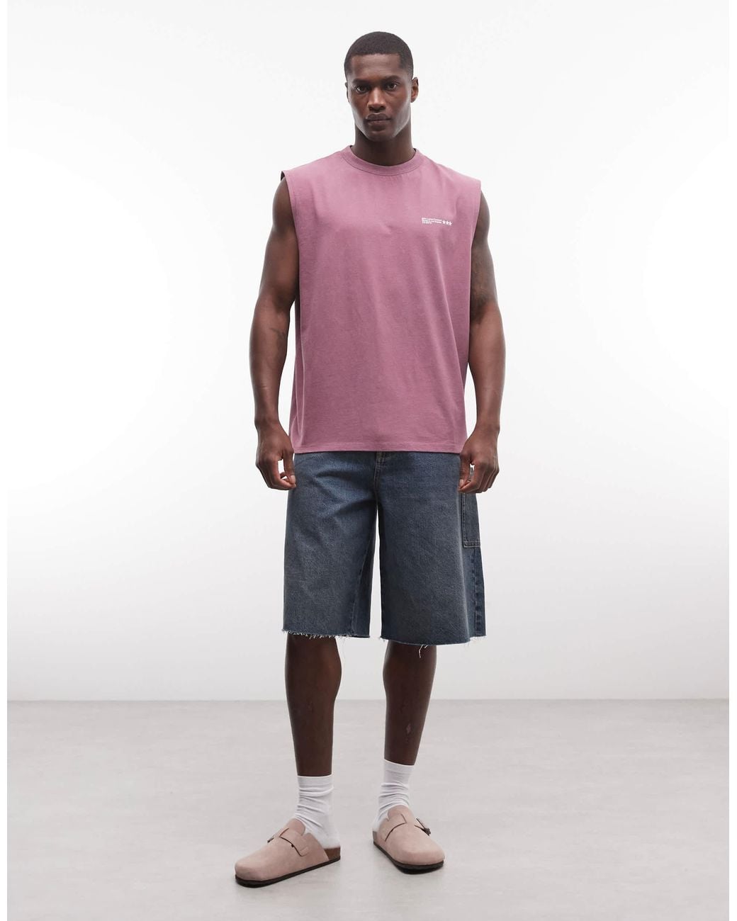 ASOS Purple Oversized Tank With Text Graphic for men