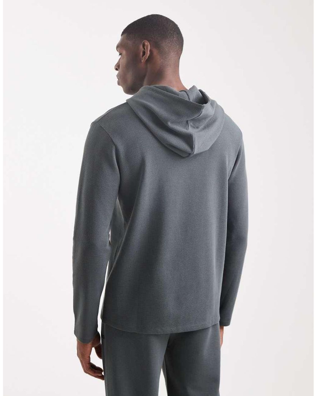 Boss Blue Waffle Lounge Hoodie for men