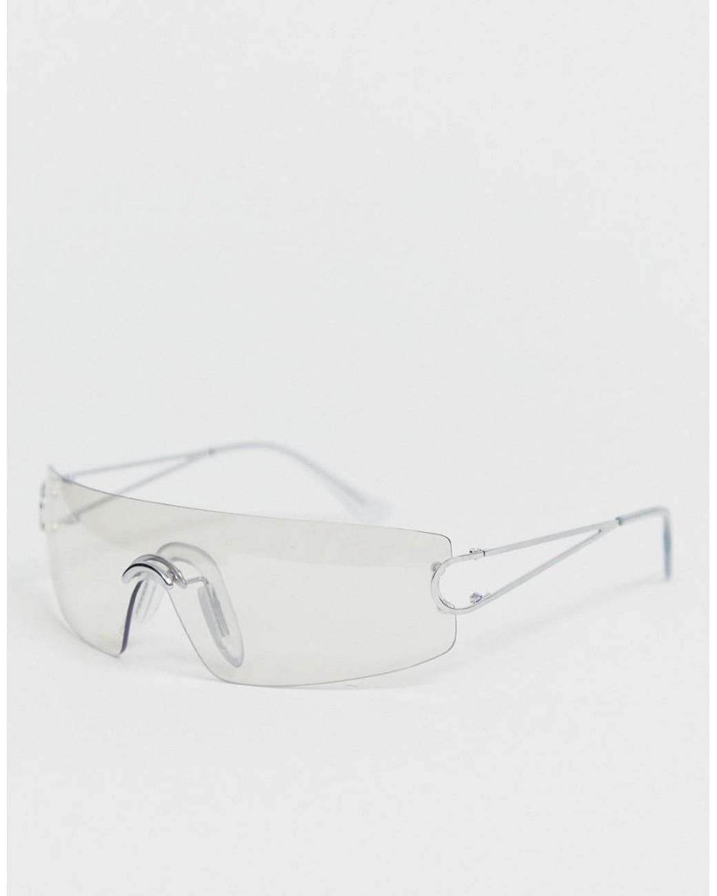 ASOS Rimless Wrap Visor Sunglasses With Clear Lens | Lyst
