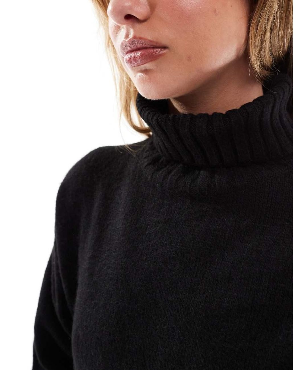 Threadbare Roll Neck Oversized Jumper in Black Lyst UK