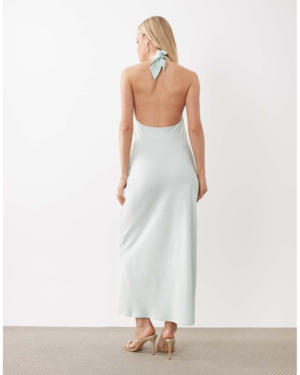 Jdy White Halter Neck Satin Maxi Dress