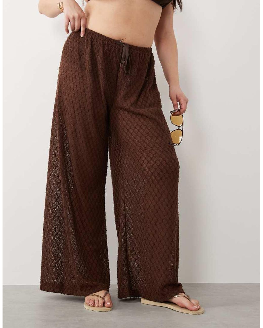 South Beach Brown Knit Beach Pants