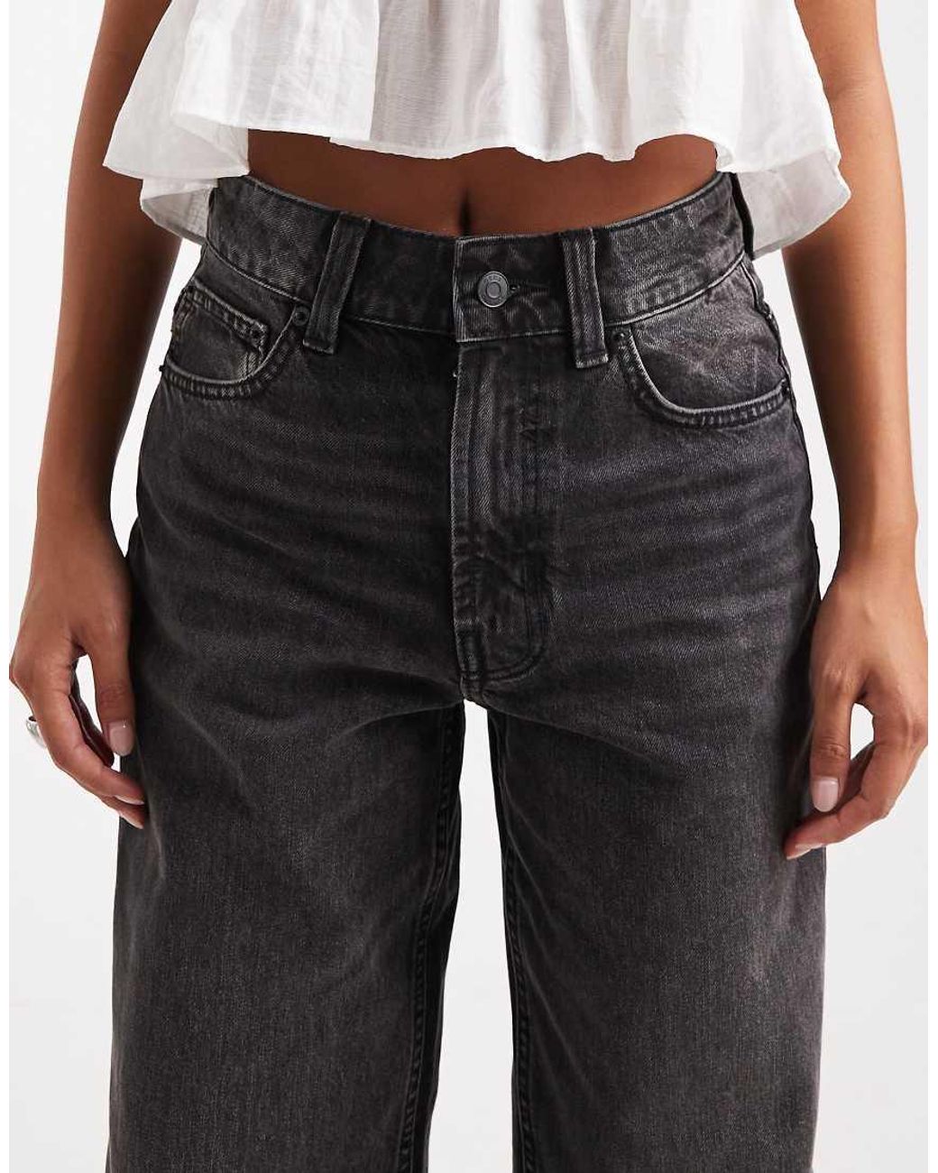 ASOS Black Asos Design Petite Wide Leg Dad Jeans