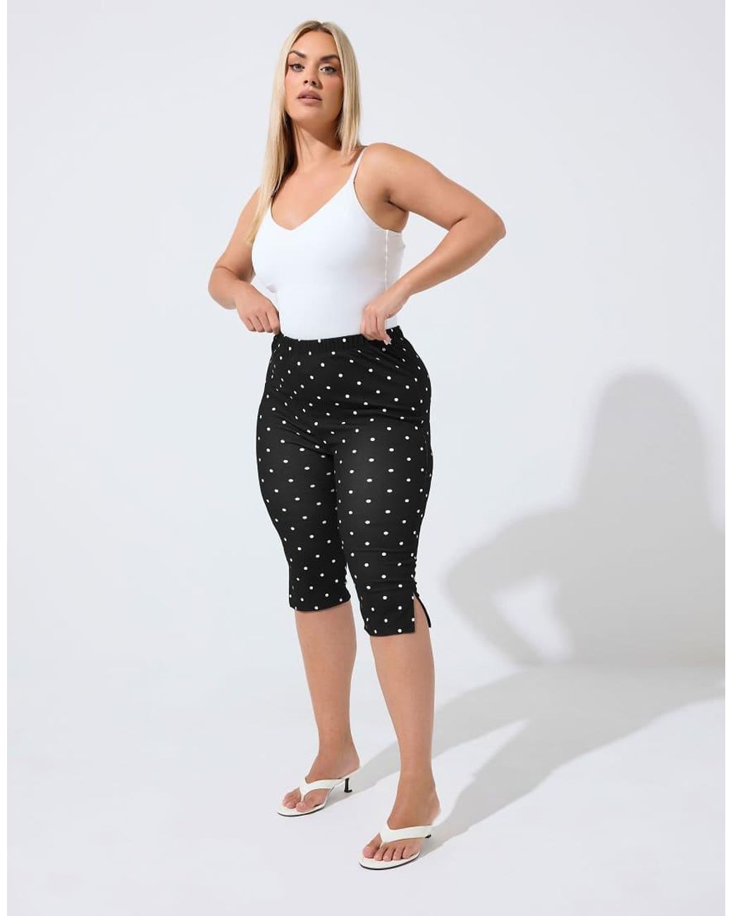 Yours Clothing Black Polka Dot Cropped Trousers
