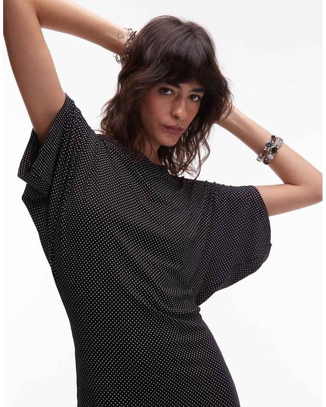 ASOS Black Spot Batwing Mini Dress