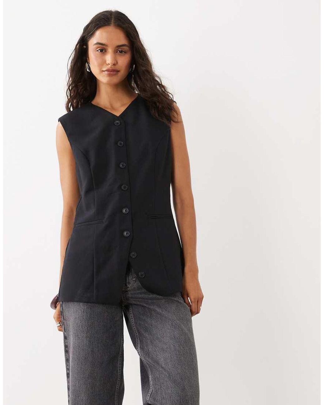 Abercrombie & Fitch Black Longline V-neck Waistcoat Co-ord