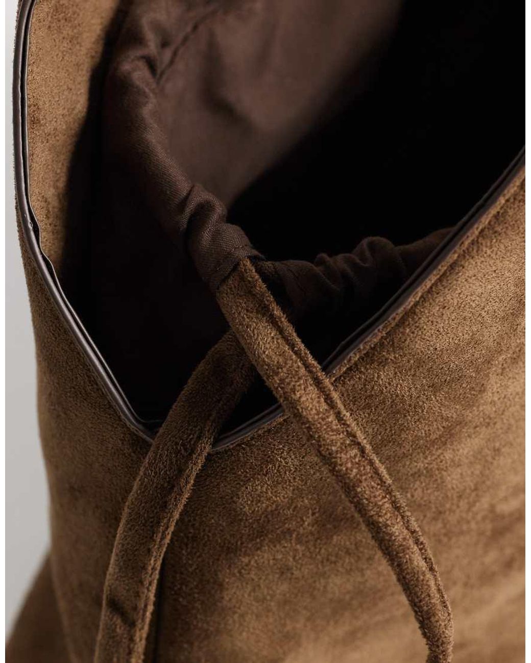 Pieces Brown Suede-look Angular Shoulder Bag