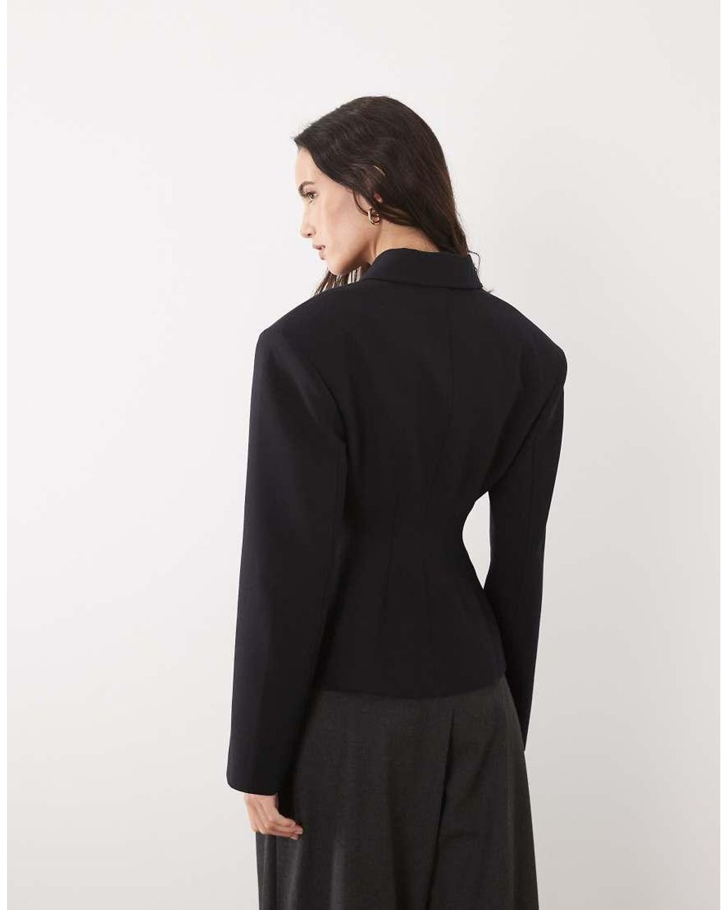 ASOS Black Tailored Cinch Waist Zip Through Blazer