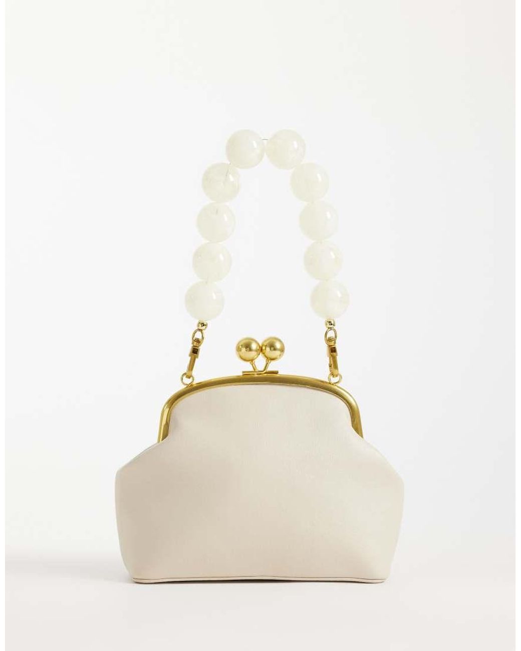 ASOS Natural Resin Ball Handle Frame Clutch Bag