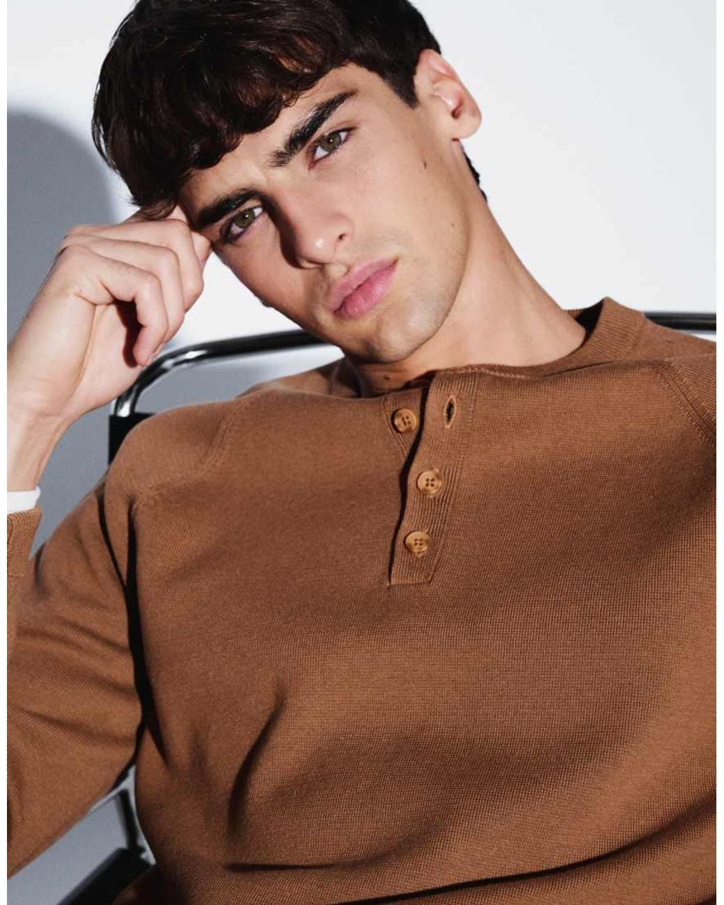 ASOS Blue Relaxed Knitted Henley for men