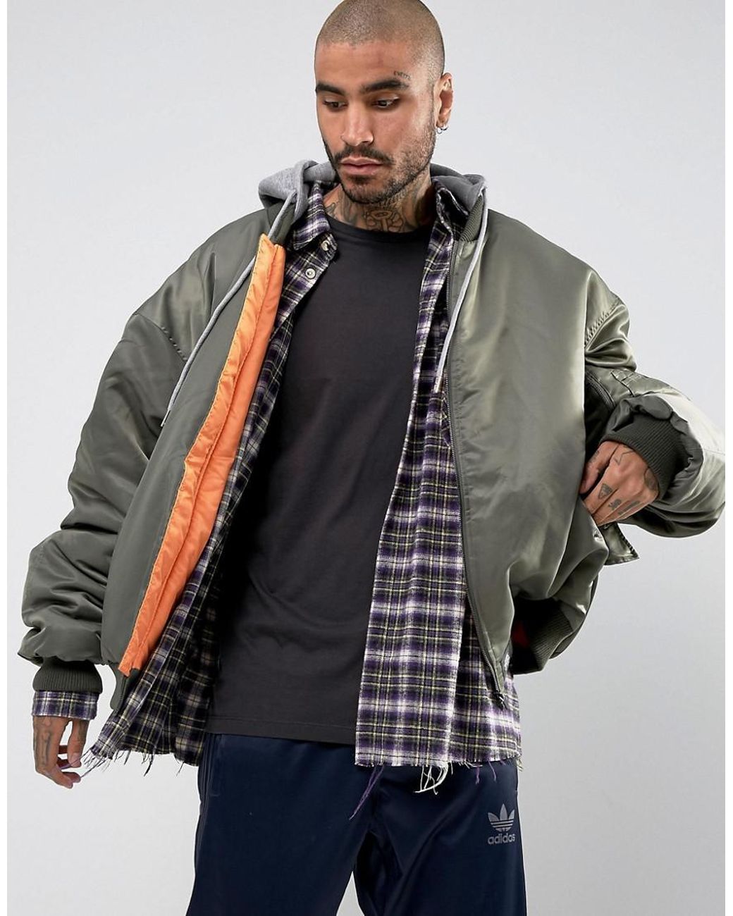 Sixth June Super Oversized Bomber Jacket In Khaki With Sixth June Super Oversized Bomber Jacket In Khaki With