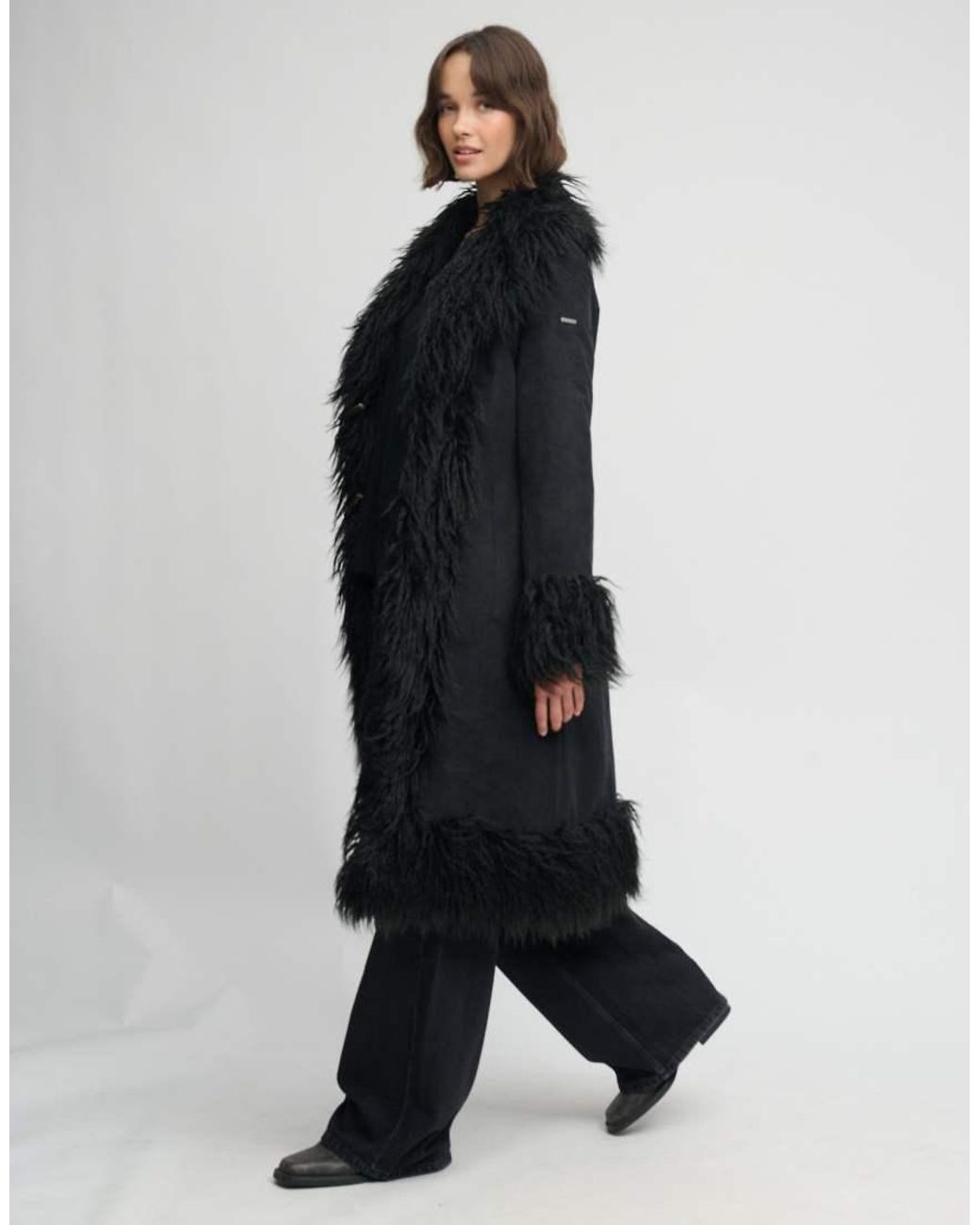 Superdry Black Long Afghan Coat
