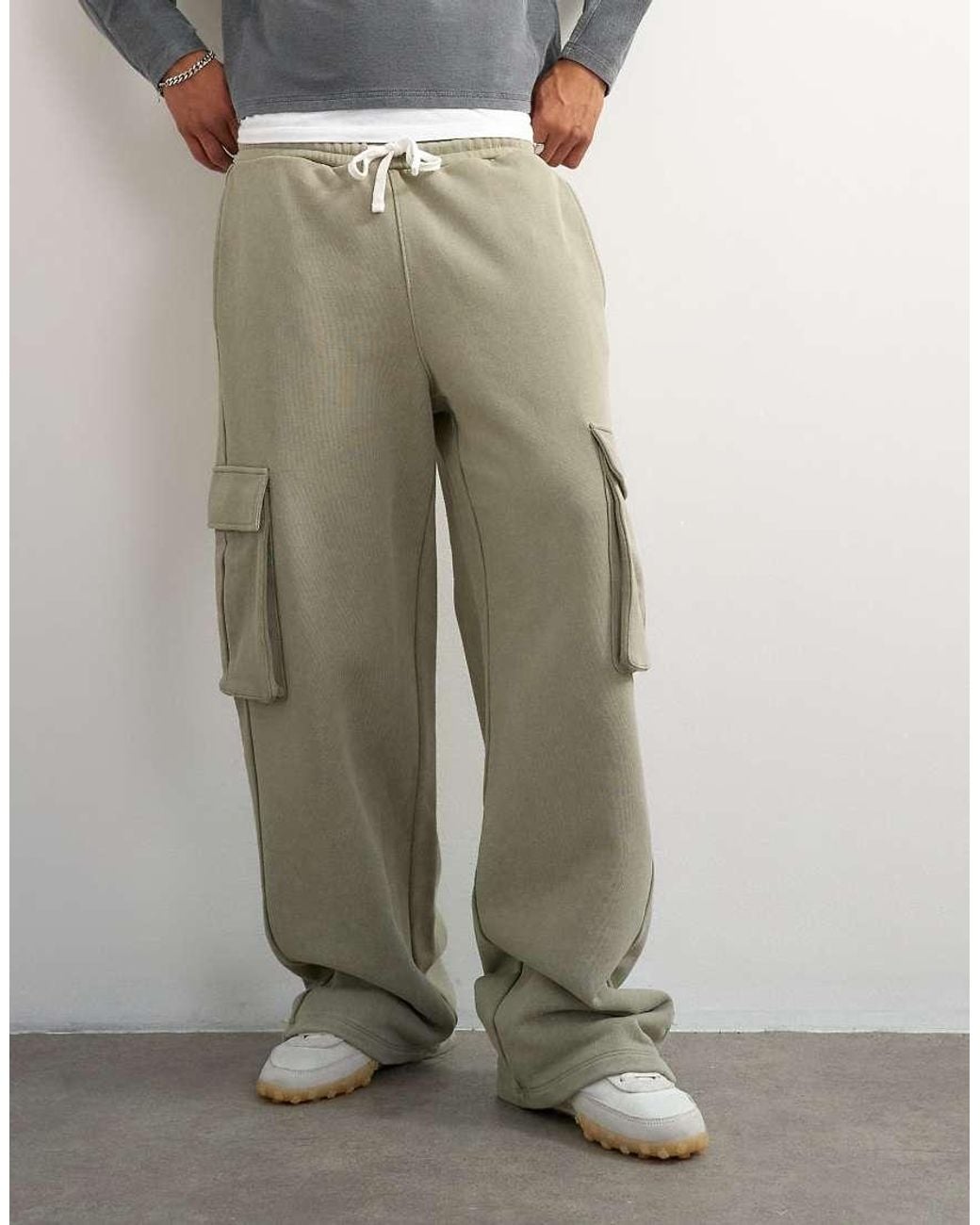 Topman Green baggy Fit Heavyweight Twill jogger With Cargo Pockets for men