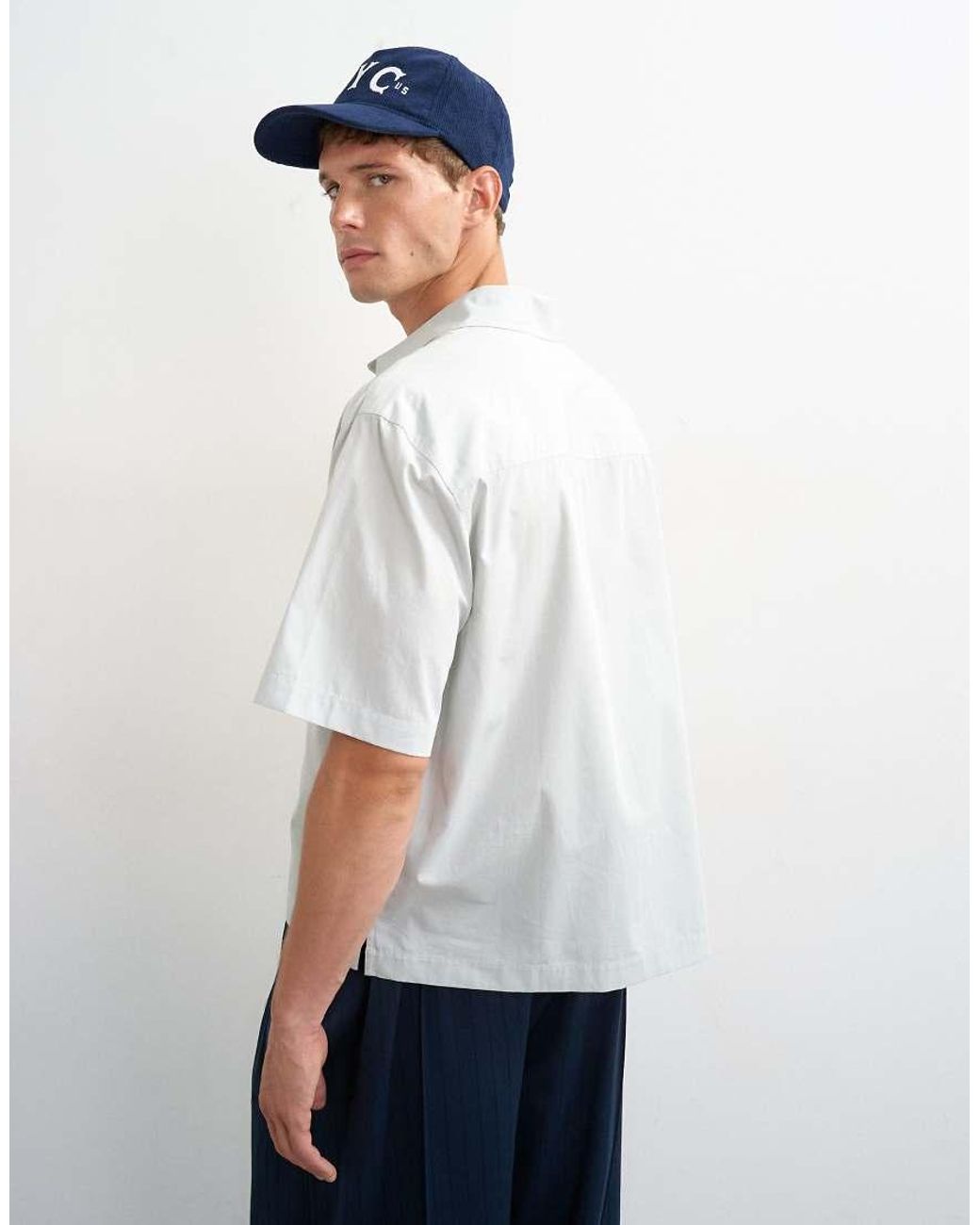 Topman White Relaxed Fit Crop Poplin Shirt for men