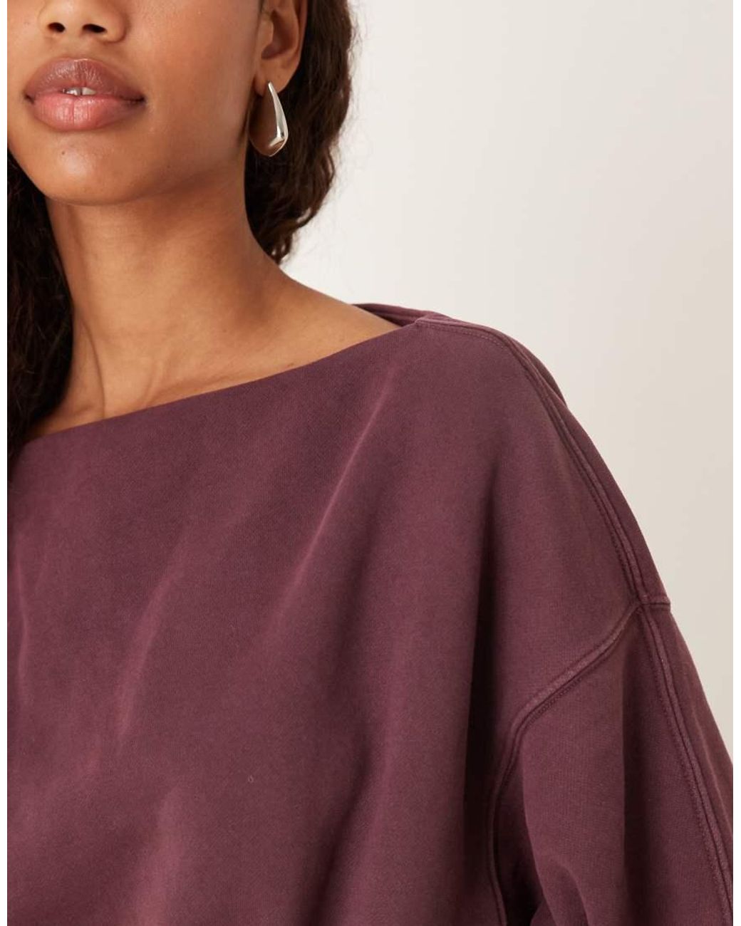 Abercrombie & Fitch Purple Slash Neck Sweatshirt