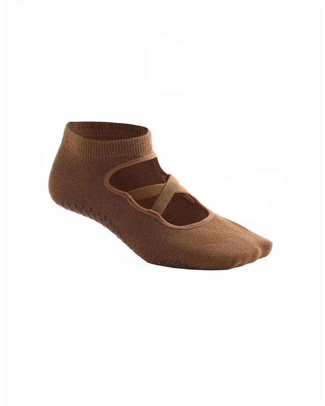 Oysho White 2 Pairs Of Cotton Blend Crossover Strap Yoga And Pilates Sneaker Socks