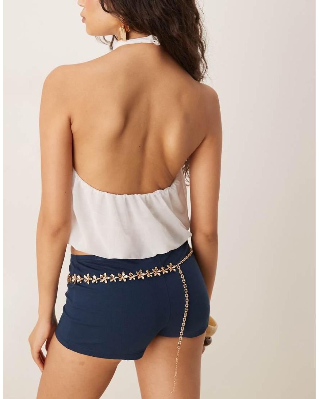 ASOS Blue Drape Halter Neck Top