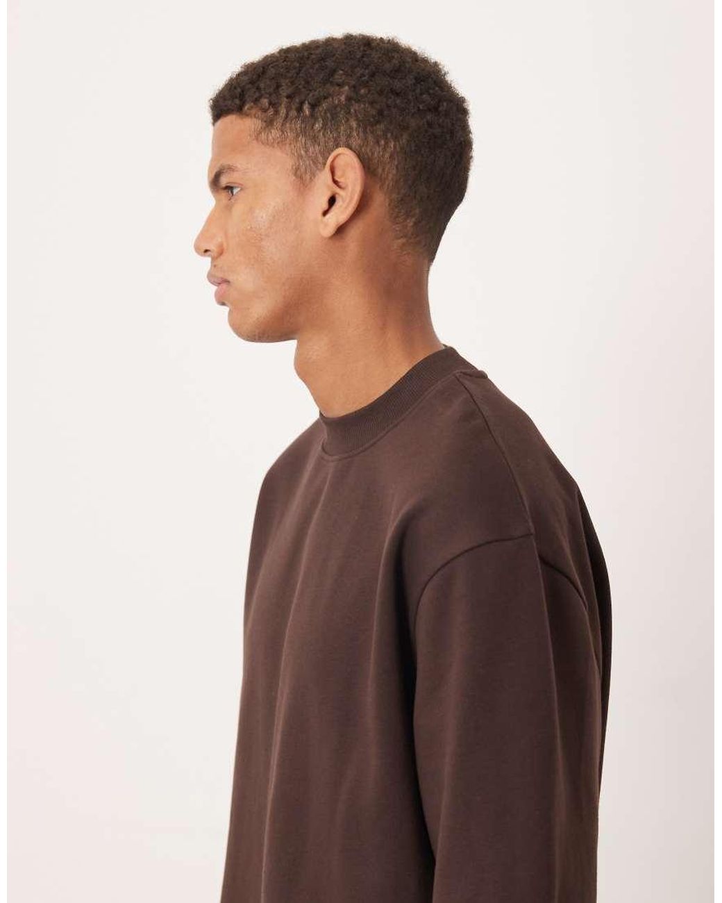 ASOS Brown Relaxed 3/4 Sleeve Sweat for men