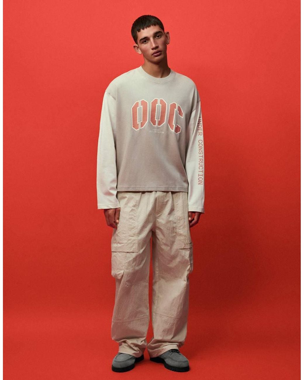 Bershka Red Boxy Long Sleeve T-shirt Out Of Core for men