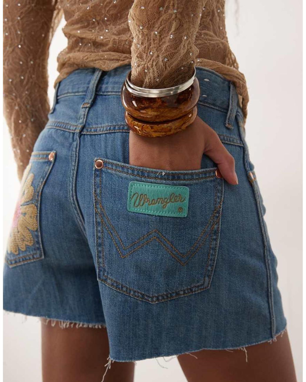 Wrangler Blue X Lainey Wilson Embroidered Denim Shorts